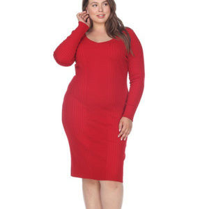 Plus Size Strechy Sweater Dress PS057-02